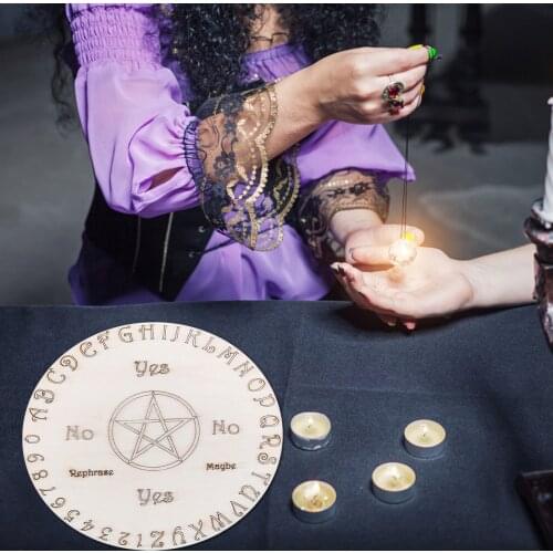 Witch Divination Star Pendulum Board Wooden Carven Board Altar Astrolabe Props Seven Chakra Crystal Energy Disk Oak Carved Props