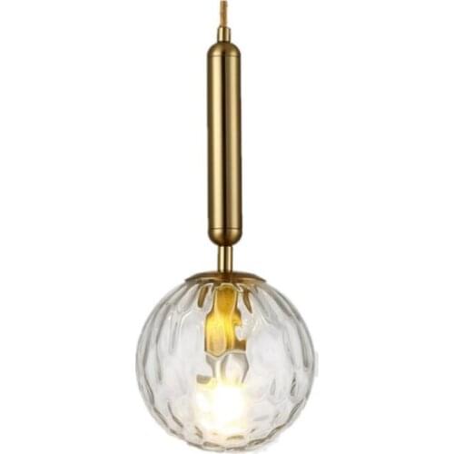 Vintage Loft Copper Glass Suspension for Dining Room Foyer Bed Side Apartment Glass Ball Metal Led Pendant Light 15/20/25cm 2484