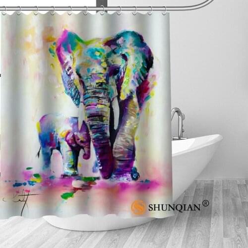 Custom Elephant Art Bath Curtain Fabric Modern Shower Curtain bathroom beautiful Curtains Bath decor
