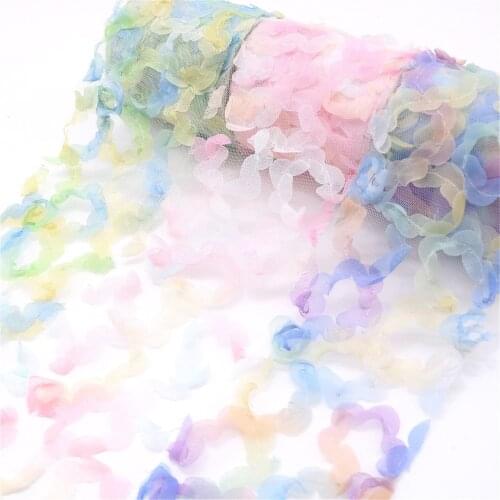 10Yards 6/8/12MM 3D Gradient Flower Net Lace Tulle Gauze Satin Ribbon Hair Bows DIY Tutu Skirt Handmade Accessories Hairpin