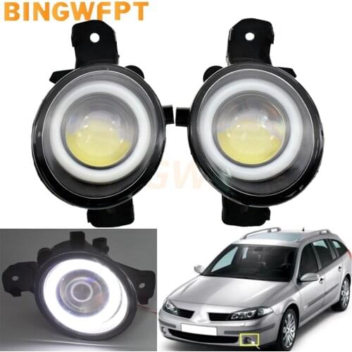 2pcs (right + left) Auto Front bumper LED Fog Lamp + Angel eye light For Renault Laguna 2 BG0 1 Hatchback 2001-2012