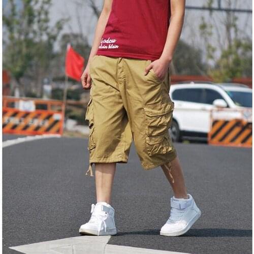 2018 New Pants Men 3/4 Length Cargo overall casual Plus Size Man Sandbeach trousers