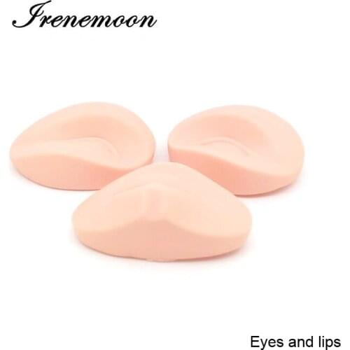 3D Permanent Makeup Tattoo Eye Lip Practice Skin Mannequin Eyebrows + Mouth Mold