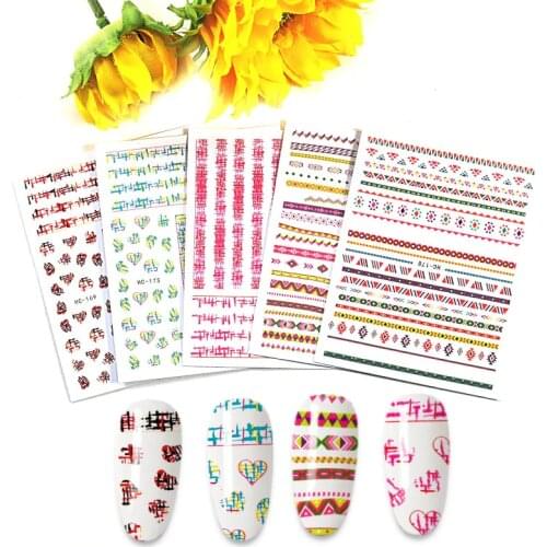 1PC 3D Nail Sticker Stick texture Transfer Picture Flowers Sliders Sticker DIY Nail Art Decoration