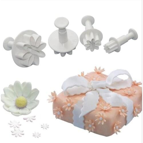 4Pcs Plum Flower Plunger Fondant Mold Cookie Cutter Daisy Cake Decorating Tools Sugarcraft Biscuit Stamp Cutter