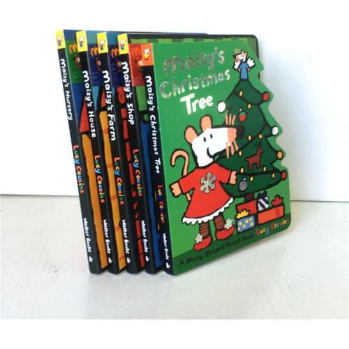 5 books Maisy mouse 3D scene board book English picture book baby kids IQ EQ practice Nursery/Farm/House/Shop Christmas tree