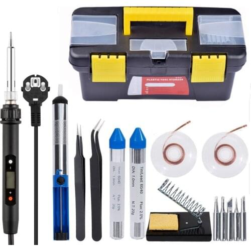 60W Soldering Iron Toolbox 110V /220V Adjustable Temperature Welding Kit Soldering Board Set Repair Tool