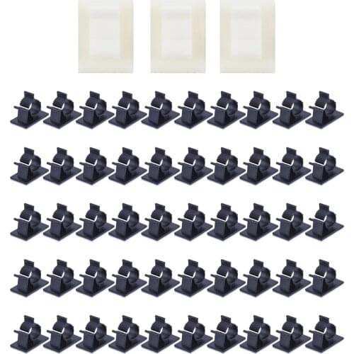 Promotion! 100 Pcs Adhesive Cable Clips Adjustable Cable Clips Nylon Wire Clamps, 50 Pcs Black & 50 Pcs White