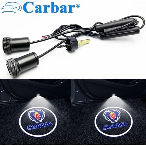 Carbar Ghost Shadow Logo Door Lamp Car LED Welcome Door Light Laser Courtesy Slide Projector logo Emblem Light For Scania SAAB