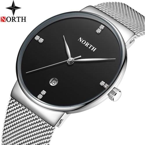NORTH Luxury Brand Watch Men Fashion Quartz Watch Men Stainless Steel Casual Men Watches Waterproof Date Clock Relogio Masculino