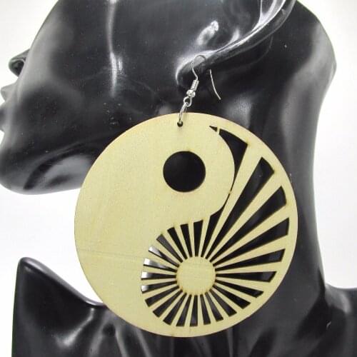 5pairs/lot Ying Yang Wood Earrings