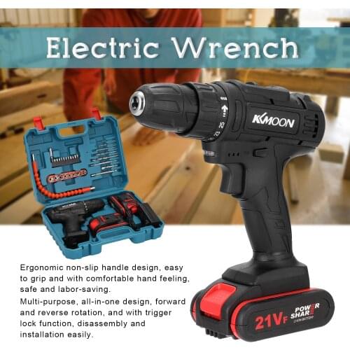 Electric Screwdriver 21V Electric Drill Rotation Ways Speeds Torques Adjustable with Two Batteries Multi-purpose Electric Wrench
