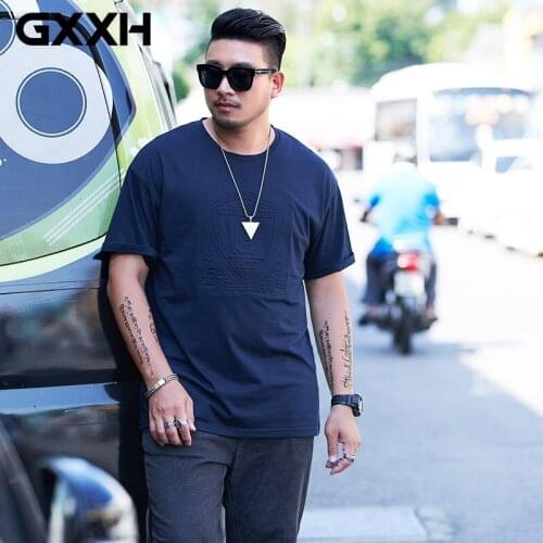 GXXH New Style Large Big Size Summer Mens Embossed Cotton T-shirt Popular Brand Plus Size Fashion T-shirt Tee Man Size XXL-7XL
