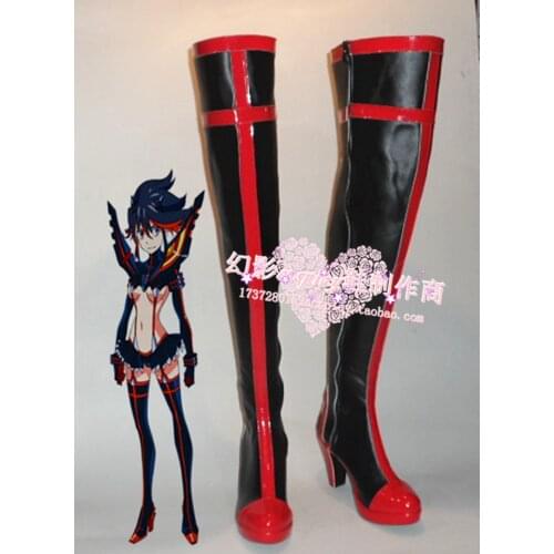 Kill la Kill Ryuko Matoi Halloween Black Long Cosplay Shoes Boots H016