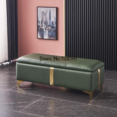 Light luxury wear shoes, stool leather, household door can sit cabinet, clothing store, long strip, small sofa, long stool at th
