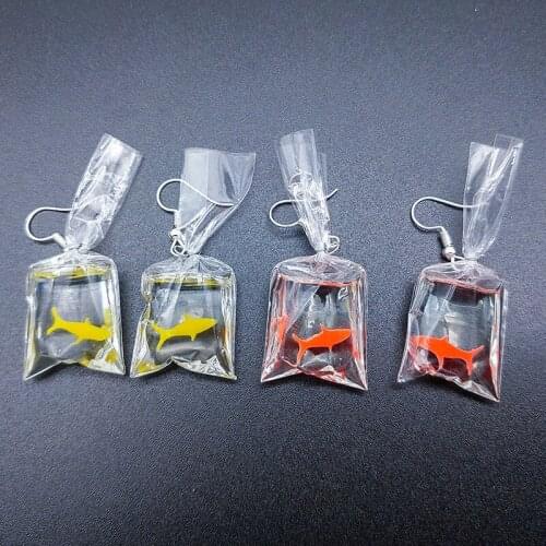 Fashion Creative Koi Fish goldfish Water Bag Dangle Earrings Cute Handmade Earrings Womens Jewelry