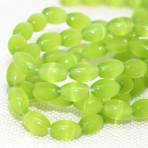 Fashion charming light green cats eyes opal rice 8*12mm factory outlet high quality diy loose beads jewelry making 14inch B1560
