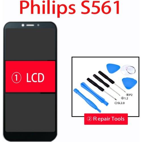 New 5.45"Inch Display For Philips S561 S 561 LCD Display + Touch Screen Digiziter Assembly With Tools