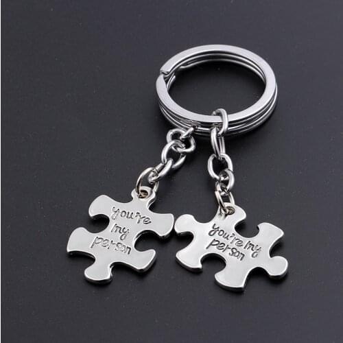 Jigsaw Puzzles Couple Keychain Lettering You Are My Person Romantic Pendant Key Chains For Women Men Lovers Fashion Trinkets