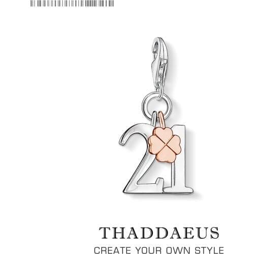 Lucky Number 21 Years of Love Lucky Charm, 2019 100% Real 925 Sterling Silver Jewelry Gift Fit Original Bracelet Diy Jewelry