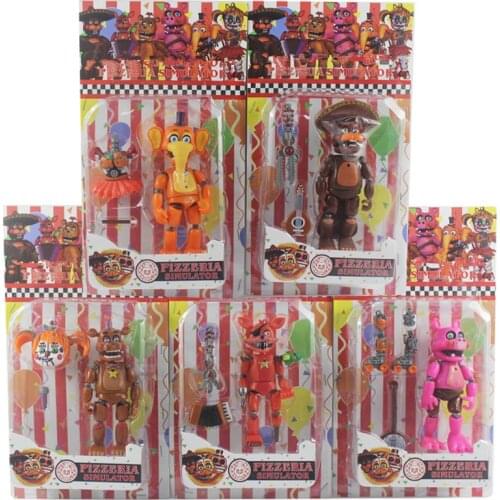 Midnight Toy Bear Toys Fazbears Pizzeria Simulator Ver Foxy Chica Lighte Movable Joints Doll Kids Toy