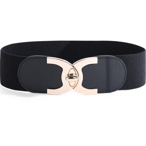 New fashion metal buckle belt for women wide Elastic Stretch Cummerbunds waist strap ladies dress corset waist seal waistband