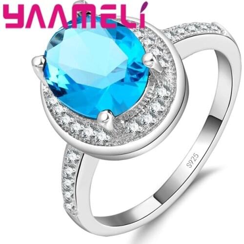 Luxurious CZ Rings Female Ring Bijoux Newest White 4 Prong Zirconia Wedding Engagement Rings For Women Best Gift
