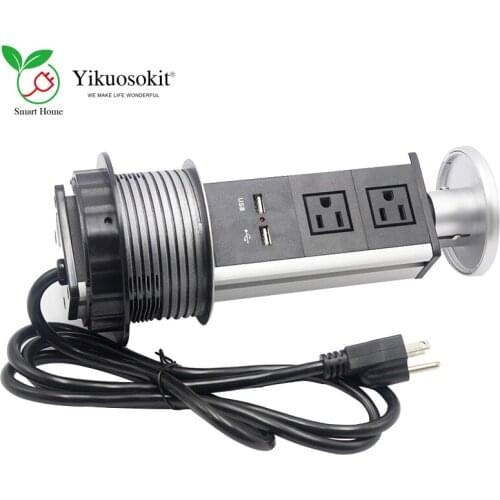 US Power USB Socket Dual 5V 2.1A USB Charging Ports Manual Pulling Desktop Electric Tabletop Popsocket CE Rohs