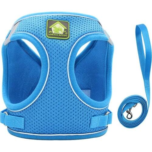 Nylon Mesh Cat Harness Reflective Dog Vest Harness & Leash Set For Chihuahua Pug Small Medium Lead Leash For Walking