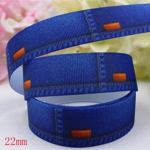 16576,(7/8")22mm 10yard/lot Blue Ribbons Thermal transfer Printed grosgrain Wedding Accessories DIY handmade material