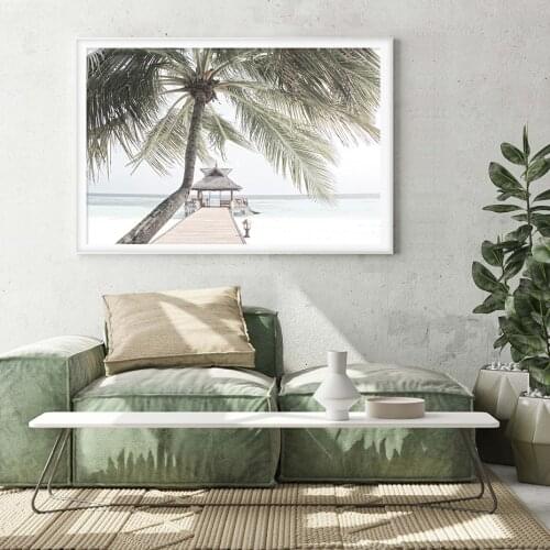 Modern Landscape Coconut Tree Seascape Travel Posters Canvas Painting Wall Art Print Picture for Living Room Interior Home Decor