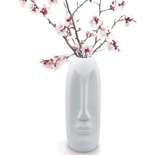 ABSF Face Vase, Head Vase, Centerpiece Flower Vase Decorative White Bud Vase Modern Arts Abstraction Vase Ceramic Planter