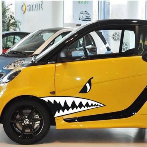 Aliauto 2 x Car-styling Shark Mouth Funny Car stickers And Decals Accessories For Volkswagen Polo Golf Ford Focus Mazda Peugeot
