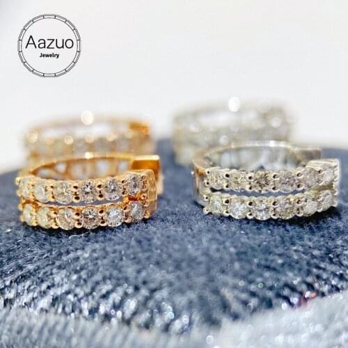 Aazuo 18K Pure Solid White Gold Real Rose Gold Real Diamonds 0.15ct Hook Earrings Gifted For Women Advanced Wedding Party Au750
