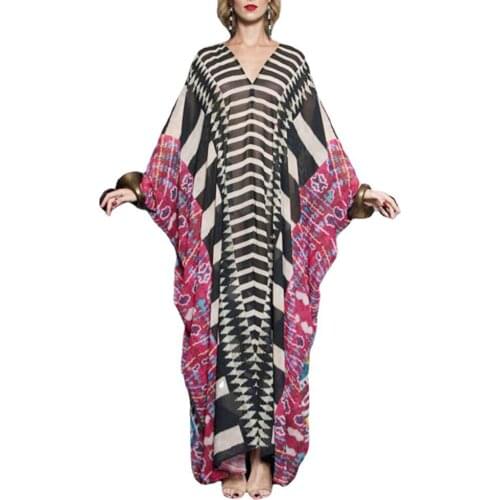 Bohemian Style Woman Dresses Long Sleeve Female Vestido V-neck Casual Loose Dresses for Woman