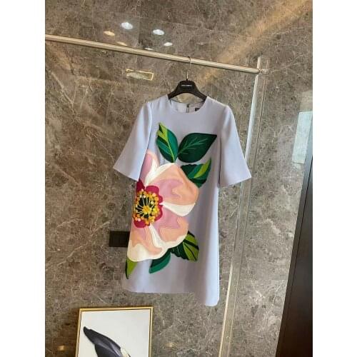 Style 2021 summer new vintage fishtail O-neck silk dress high quality Sicily luxury