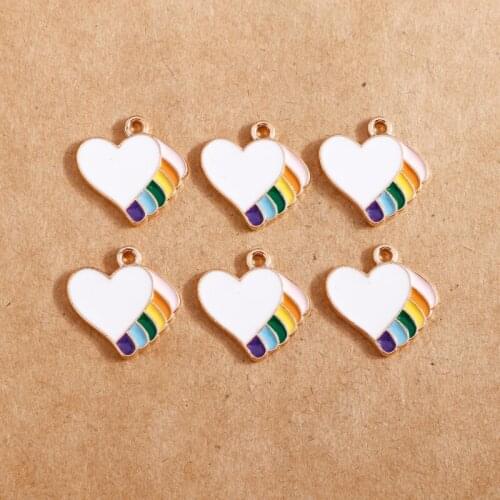 10pcs 17*17mm Enamel Mixcolored Heart Charms Cute Earring Pendant Bracelet Necklace Charms for Jewelry Making DIY Findings
