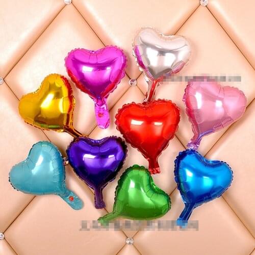 100pcs/lot Aluminum Folil Balloons Heart Shape Solid Color 5 10 18 inch 4g Balls For Wedding Party Decorations