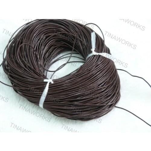100 Yards1.0 Brown Round Real Genuine Leather Cord for Jewelry Making Crafting Beading Necklace Bracelet Making