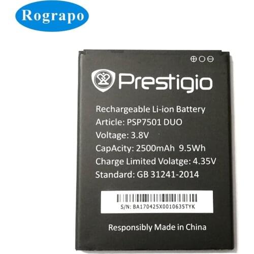 2500mAh PSP7501DUO Replacement Battery For Prestigio Grace R7 PSP7501 DUO PSP 7501 Mobile Phone Batteries
