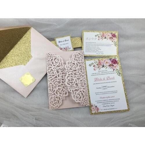 50pcs Factory direct sales laser tree design noble wedding invitations cards party wedding birthday Festive event decoration