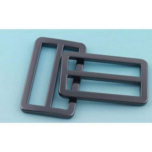 6pcs 1 1/2" Gunmetal Adjuster Buckles Release Belt Buckle Tri Bar Buckles Strap Buckles Slider Fastener Rectangle Tri-glide loop