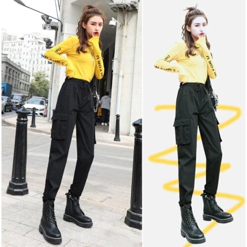 Streetwear Cargo Pants Women Casual Womens Joggers Sweatpants High Waist Loose Trousers Plus Size Korean Style Ladies Pants