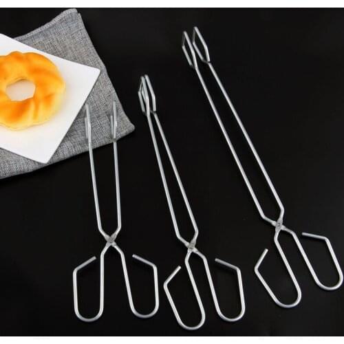 One piece structure durable 1 Pcs BBQ Tongs for Grilling Stainless Steel Barbecue Clip Pizza Bread Clamp Cooking Tool TS2