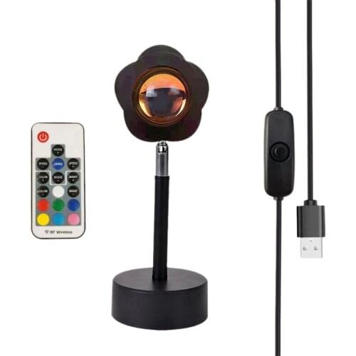 RGB Sunset Projection Atmosphere LED Lamp Night Light Projector Remote Control,USB Photography Lamps for Bedroom Studio