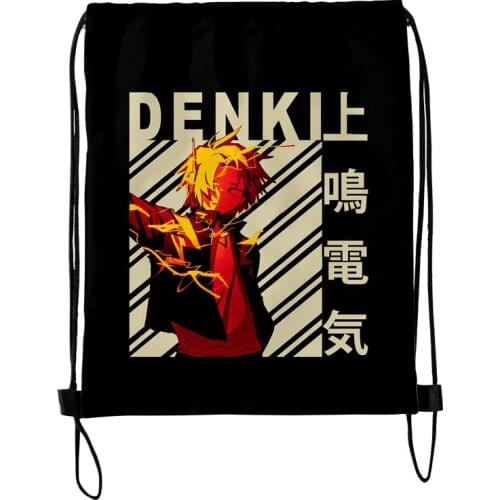 Denki Kaminari 3D Merch Fashion Style Student Shoulder Storage Bag Drawstring Travel Beach Backpack Toys Shoes Organizer