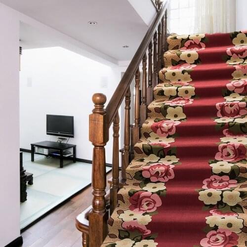 European Pastoral Stair Carpets Flower Corridor Rug Home Hallway Carpet Bedroom Wedding Hotel Aisle Long Rugs Kitchen Bath Mat