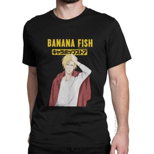Banana Fish Mens T Shirt Anime Manga Eiji Humor Basic Tees Male Tshirt O Neck T-Shirt Cotton Graphic Printed Clothes