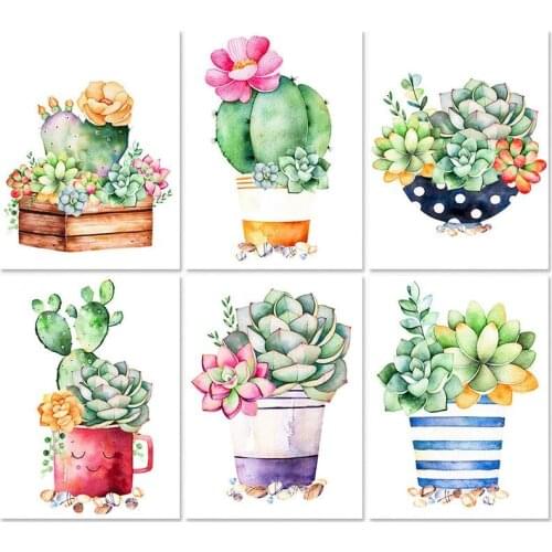 GATYZTORY DIY Painting By Numbers Succulent Plants Wall Art Picture Acrylic Coloring City Paint On Canvas For Home Decors Artwor