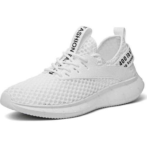 HIKEUP Men's White Sneakers